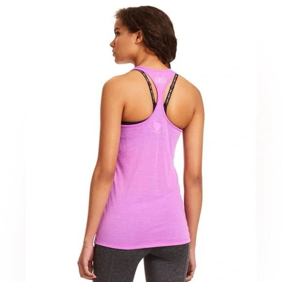 Women's Under Armour Superman Muscle Tank Size Large Purple logo - Picture 3 of 10